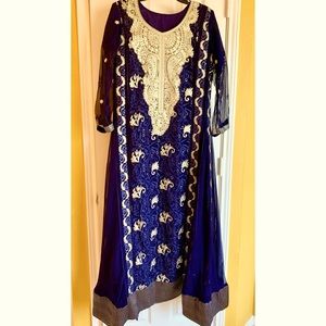 Embroidered chiffon Lace long gown